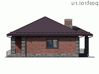 Y-135-1P проект одноэтажного дома из газобетона размером 15 на 12 - вид справа