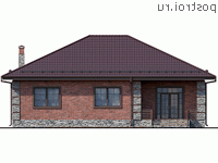 Y-135-1P проект одноэтажного дома из газобетона размером 15 на 12 - вид сзади