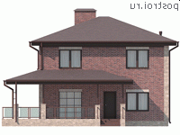 Y-142-1P проект двухэтажного дома из газобетона размером 12 на 11 - вид спереди