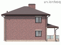 Y-142-1P проект двухэтажного дома из газобетона размером 12 на 11 - вид сзади