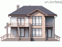 Y-144-1P проект двухэтажного дома из газобетона размером 13 на 12 - вид спереди