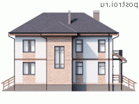 Y-144-1P проект двухэтажного дома из газобетона размером 13 на 12 - вид сзади