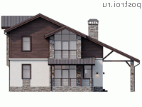 Y-149-1P проект двухэтажного дома из газобетона с гаражом размером 11 на 12 - вид сзади