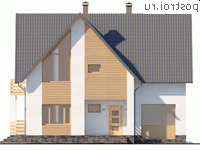 Y-150-1P проект двухэтажного коттеджа из пеноблоков с гаражом размером 13 на 11 - вид спереди