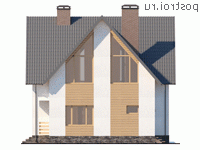 Y-150-1P проект двухэтажного коттеджа из пеноблоков с гаражом размером 13 на 11 - вид слева