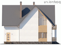 Y-150-1P проект двухэтажного коттеджа из пеноблоков с гаражом размером 13 на 11 - вид сзади