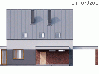 Y-152-1P проект двухэтажного коттеджа из пеноблоков с мансардой и гаражом размером 12 на 9 - вид спереди