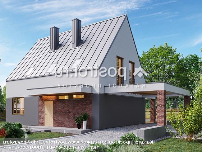 Y-152-1P проект двухэтажного коттеджа из пеноблоков с мансардой и гаражом размером 12 на 9