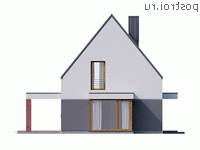 Y-152-1P проект двухэтажного коттеджа из пеноблоков с мансардой и гаражом размером 12 на 9 - вид справа