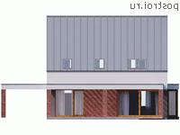 Y-152-1P проект двухэтажного коттеджа из пеноблоков с мансардой и гаражом размером 12 на 9 - вид сзади