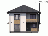 Y-161-1P проект двухэтажного дома из пеноблоков размером 9 на 13 - вид спереди