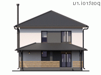 Y-161-1P проект двухэтажного дома из пеноблоков размером 9 на 13 - вид сзади