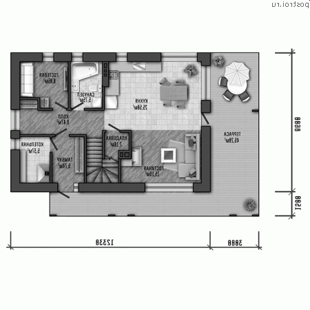 Y-162-1P проект двухэтажного дома из пеноблоков размером 15 на 10 - 1-й этаж