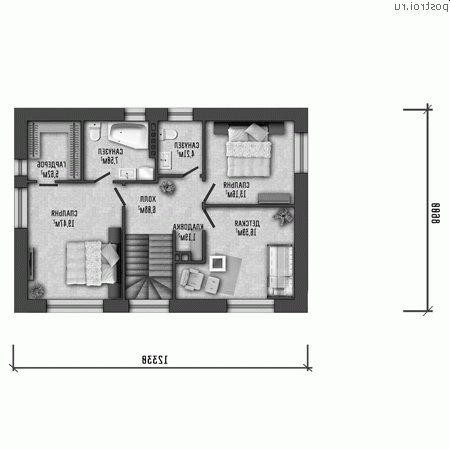 Y-162-1P проект двухэтажного дома из пеноблоков размером 15 на 10 - 2-й этаж