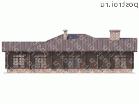 Y-164-1P проект одноэтажного дома из пеноблоков размером 20 на 13 - вид сзади