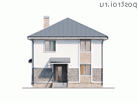 Y-165-1P проект двухэтажного дома из пеноблоков размером 9 на 14 - вид спереди