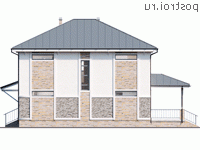 Y-165-1P проект двухэтажного дома из пеноблоков размером 9 на 14 - вид слева
