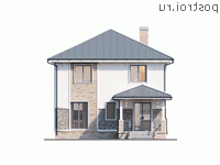 Y-165-1P проект двухэтажного дома из пеноблоков размером 9 на 14 - вид сзади