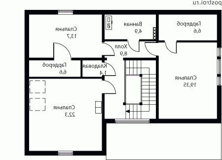 Y-167-1D проект двухэтажного деревянного дома из бруса с гаражом размером 11 на 13  - 2-й этаж