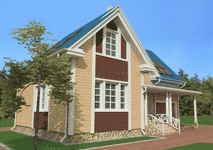 Y-167-1D проект двухэтажного деревянного дома из бруса с гаражом размером 11 на 13  - вид справа