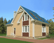 Y-167-1D проект двухэтажного деревянного дома из бруса с гаражом размером 11 на 13  - вид сзади