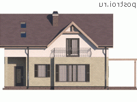 Y-170-1P проект двухэтажного дома из пеноблоков размером 12 на 10 - вид спереди
