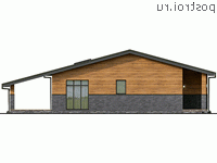 Y-171-1P проект одноэтажного дома из пеноблоков размером 15 на 18 - вид справа