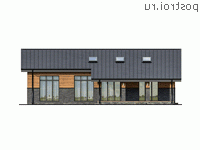 Y-171-1P проект одноэтажного дома из пеноблоков размером 15 на 18 - вид сзади