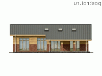 Y-171-2P проект одноэтажного дома из пеноблоков размером 15 на 18 - вид сзади