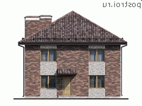 Y-172-1K проект двухэтажного дома из кирпича размером 11 на 13 - вид сзади