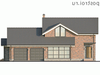 Y-173-1P проект двухэтажного дома из пеноблоков с гаражом размером 16 на 11 - вид спереди