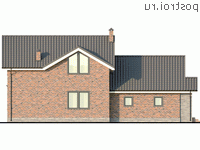 Y-173-1P проект двухэтажного дома из пеноблоков с гаражом размером 16 на 11 - вид сзади