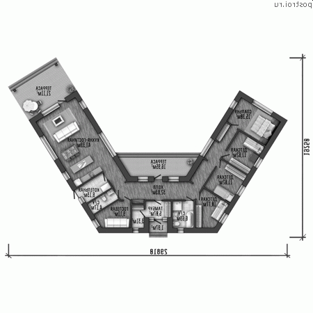 Y-178-1K проект одноэтажного дома из кирпича размером 30 на 19 - 1-й этаж