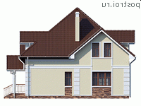Y-189-1P проект двухэтажного дома из пеноблоков размером 11 на 11 - вид слева