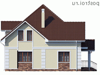 Y-189-1P проект двухэтажного дома из пеноблоков размером 11 на 11 - вид справа