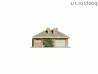 Y-197-1D проект одноэтажной деревянной бани из бревна с гаражом размером 12 на 31  - вид слева