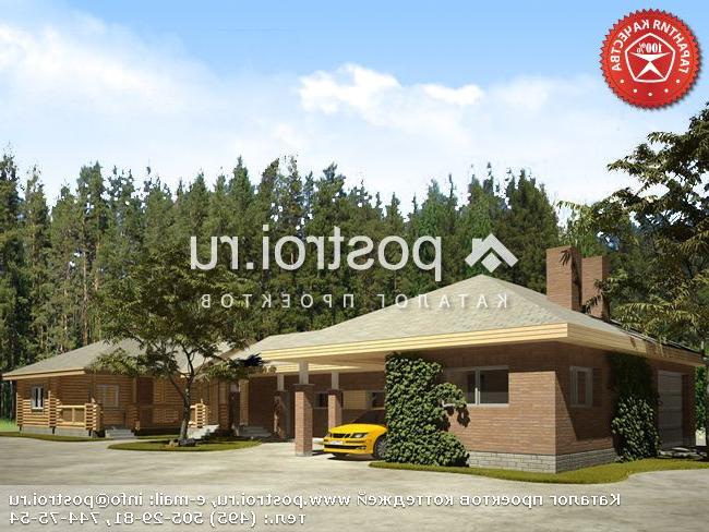 Y-197-1D проект одноэтажной деревянной бани из бревна с гаражом размером 12 на 31 