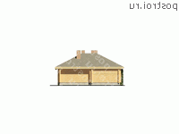 Y-197-1D проект одноэтажной деревянной бани из бревна с гаражом размером 12 на 31  - вид справа