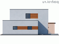 Y-198-1P проект двухэтажного коттеджа из пенобетона с гаражом размером 15 на 18 - вид слева