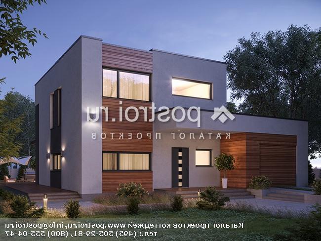 Y-198-1P проект двухэтажного коттеджа из пенобетона с гаражом размером 15 на 18