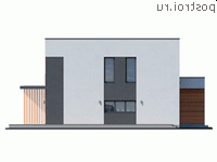 Y-198-1P проект двухэтажного коттеджа из пенобетона с гаражом размером 15 на 18 - вид справа