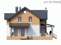 Y-199-1P проект двухэтажного коттеджа из пенобетона размером 12 на 15 - вид спереди