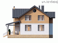 Y-199-1P проект двухэтажного коттеджа из пенобетона размером 12 на 15 - вид сзади