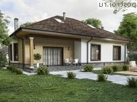 Y-205-1P проект одноэтажного дома из пенобетона с мансардой размером 15 на 13