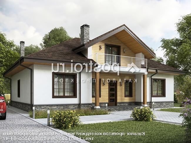 Y-205-1P проект одноэтажного дома из пенобетона с мансардой размером 15 на 13