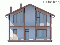 Y-206-1P проект двухэтажного дома из пенобетона размером 11 на 13 - вид спереди