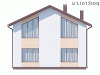 Y-206-1P проект двухэтажного дома из пенобетона размером 11 на 13 - вид сзади