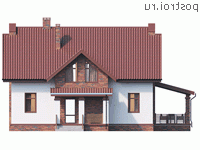 Y-211-1P проект двухэтажного дома из пенобетона размером 13 на 11 - вид спереди Y-211-1P проект двухэтажного дома из пенобетона размером 13 на 11 - вид спереди