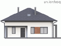 Y-212-1P проект одноэтажного дома из пенобетона с мансардой размером 12 на 11 - вид спереди