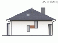 Y-212-1P проект одноэтажного дома из пенобетона с мансардой размером 12 на 11 - вид справа